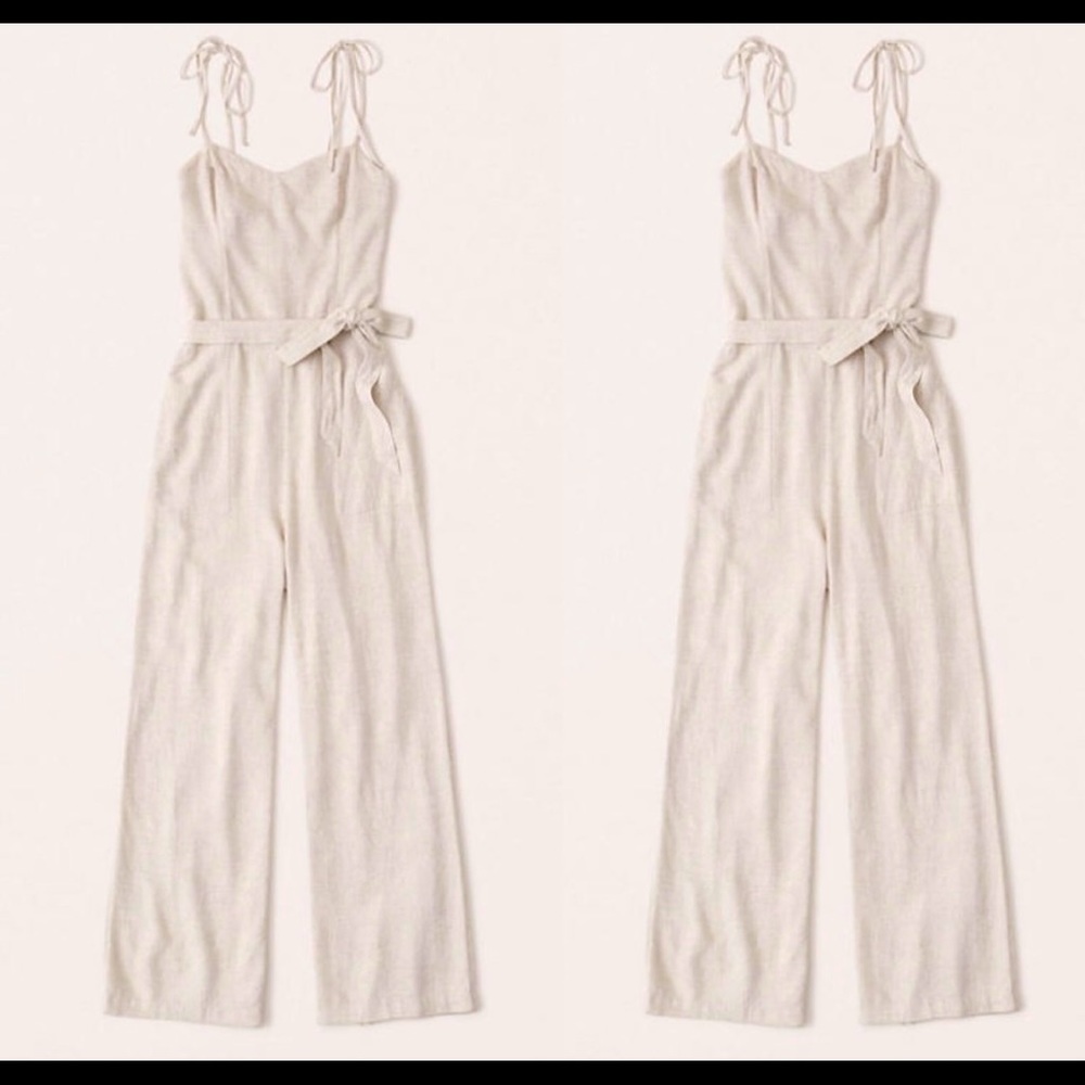 Abercrombie & Fitch tie strap linen blend jumpsuit
